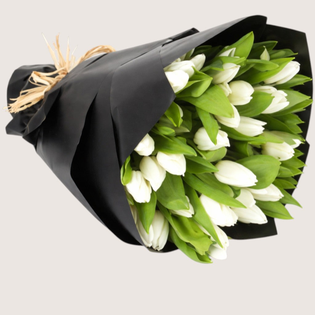 Bouquet of 40 White Tulips