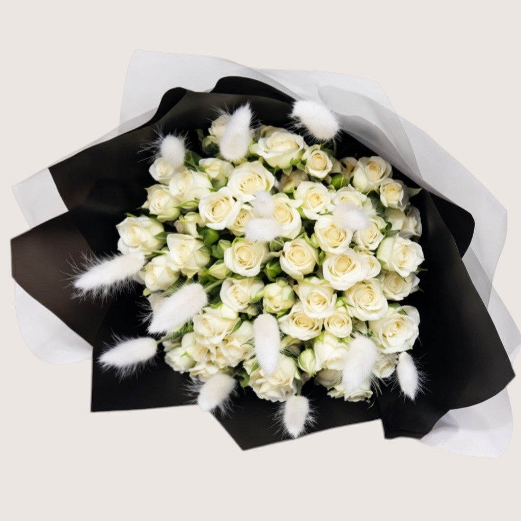 Bouquet of 30 White Baby Roses