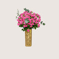 Vase with 20 Pink Baby Roses & Green Leaves