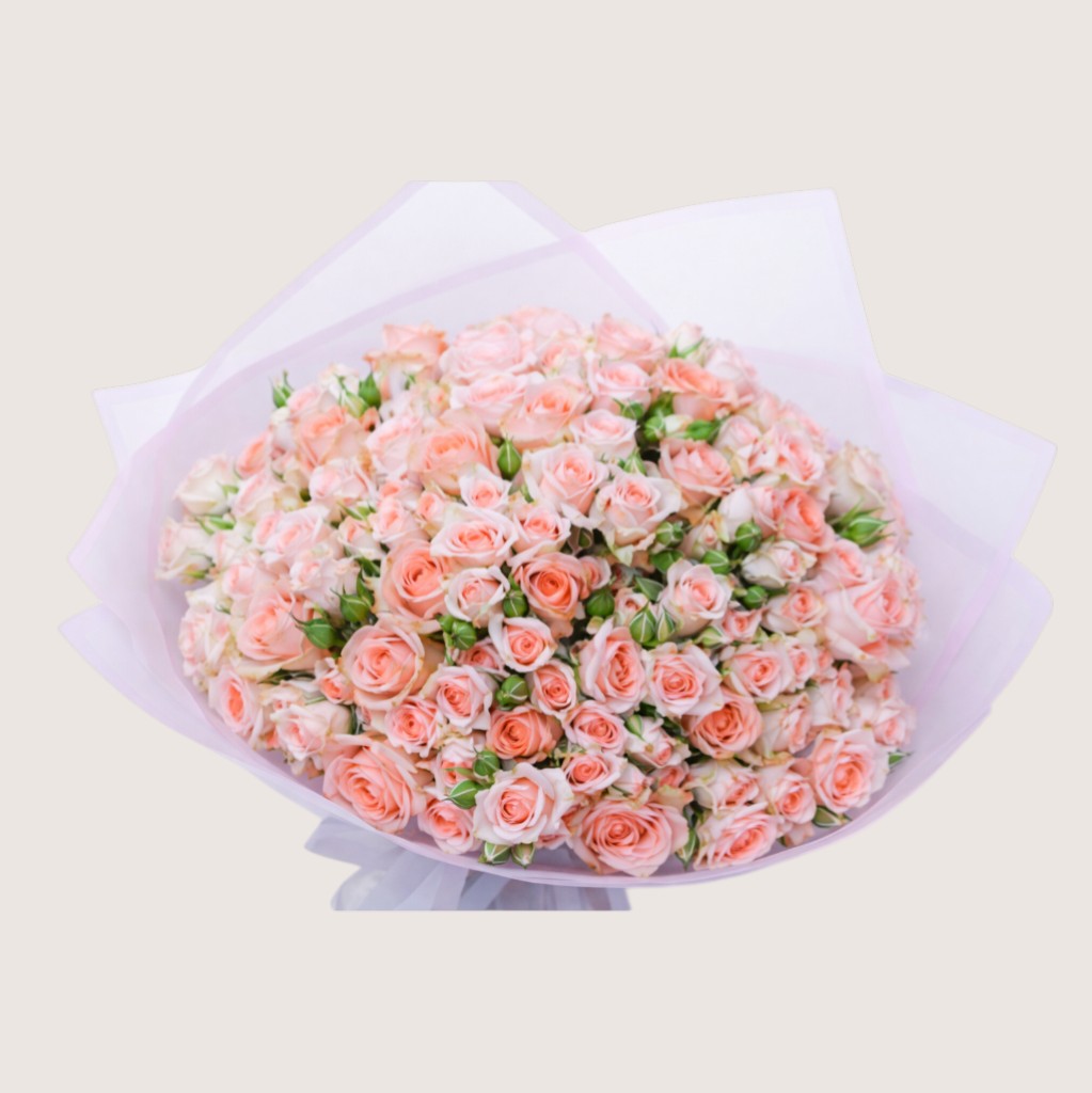 Bouquet of 50 Peach Baby Roses