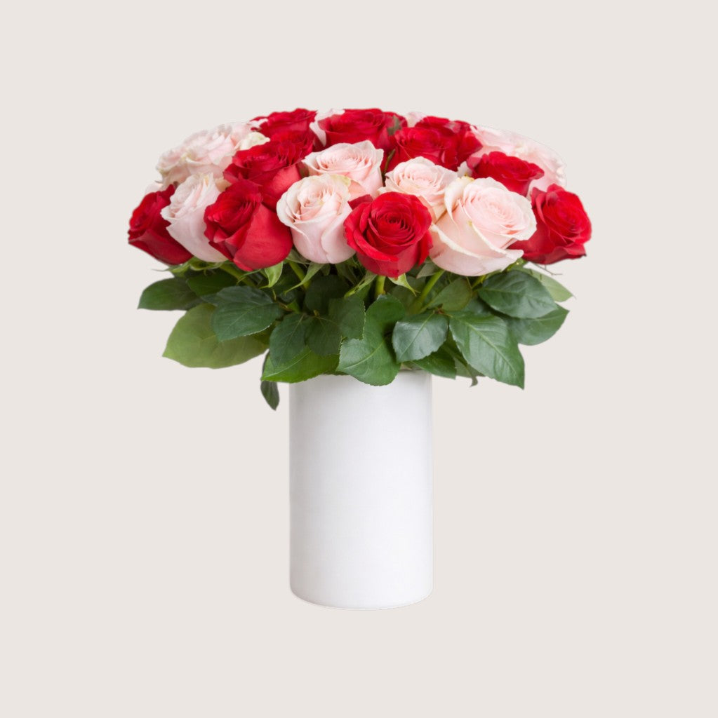 Vase with 15 Red & 15 Pink Roses