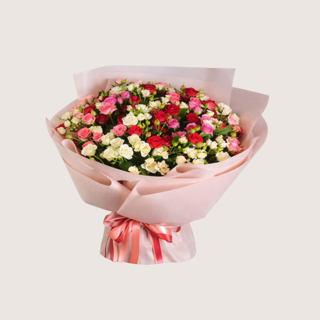 Bouquet of 30 Mixed Color Baby Roses