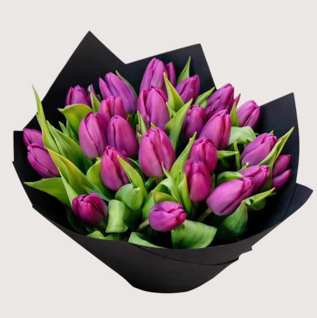 Bouquet of 20 Purple Tulips