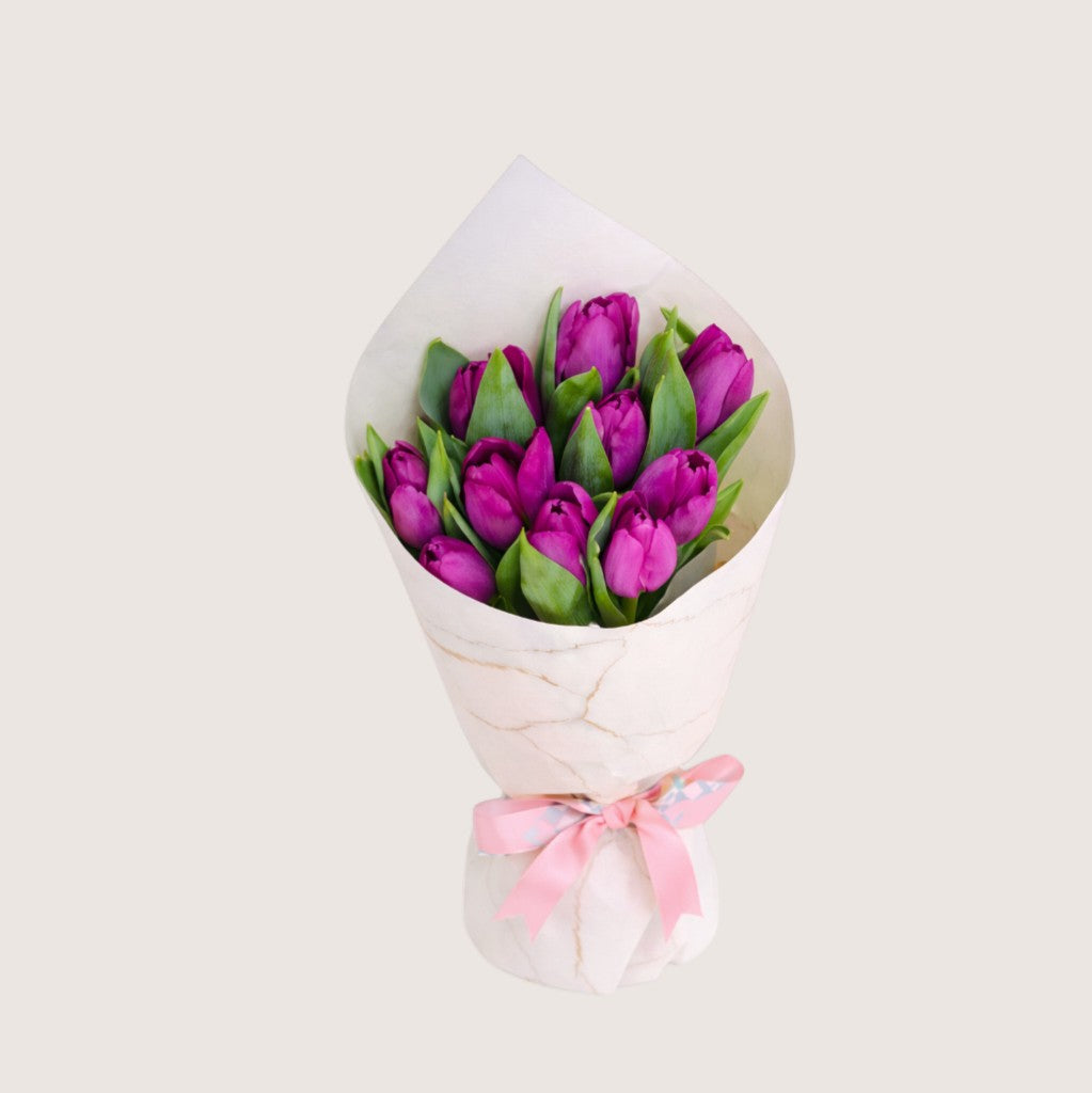 Bouquet of 10 Purple Tulips