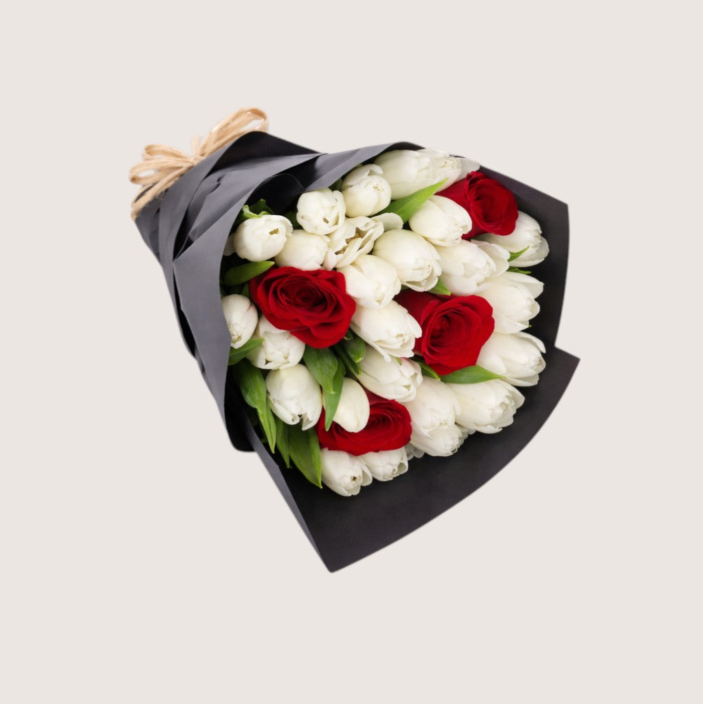 Red Rose And Tulip Bouque