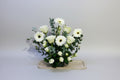 Wooden Tray with White Gerberas