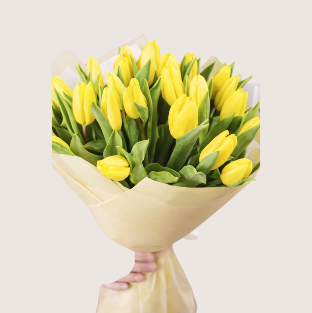 Bouquet of 30 Yellow Tulips